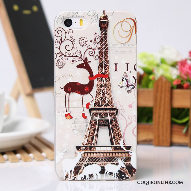 iPhone 5/5s Coque De Téléphone Étui Protection Rose Gaufrage Fluide Doux Légères