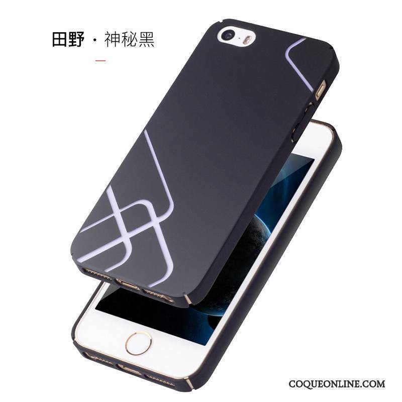 iPhone 5/5s Coque Délavé En Daim Étui Téléphone Portable Tendance Difficile Bleu Incassable