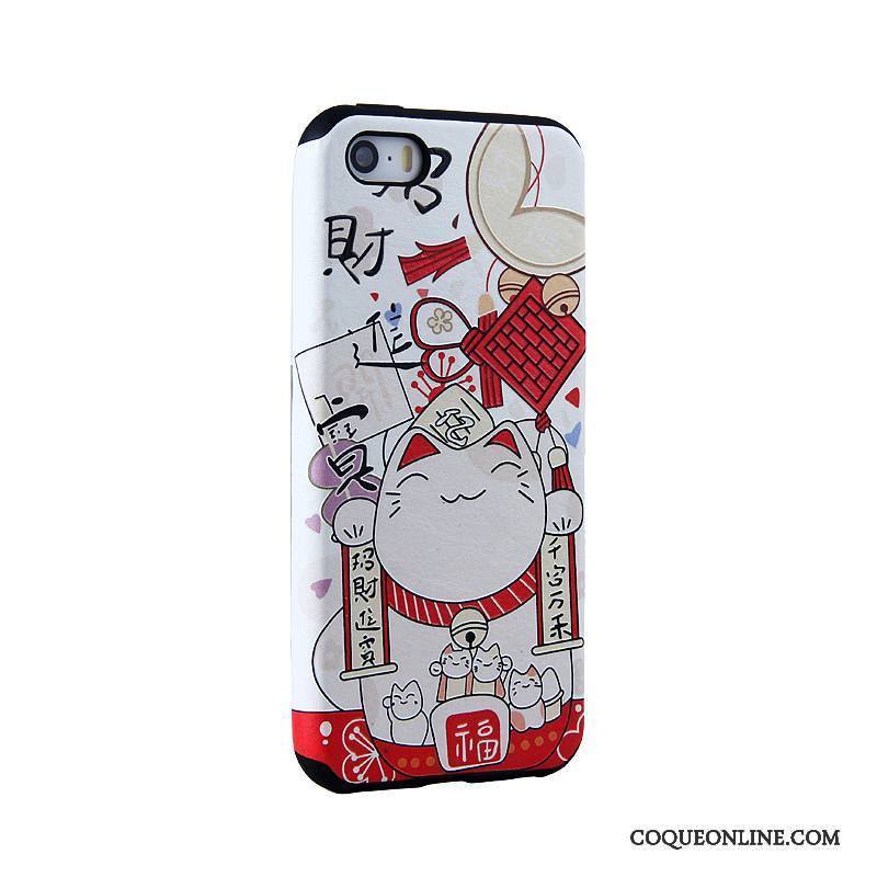 iPhone 5/5s Coque Protection Étui Noir Fluide Doux Peinture Gaufrage Dessin Animé