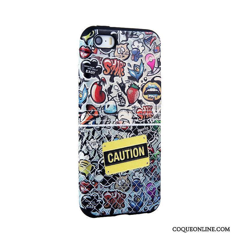 iPhone 5/5s Coque Protection Étui Noir Fluide Doux Peinture Gaufrage Dessin Animé