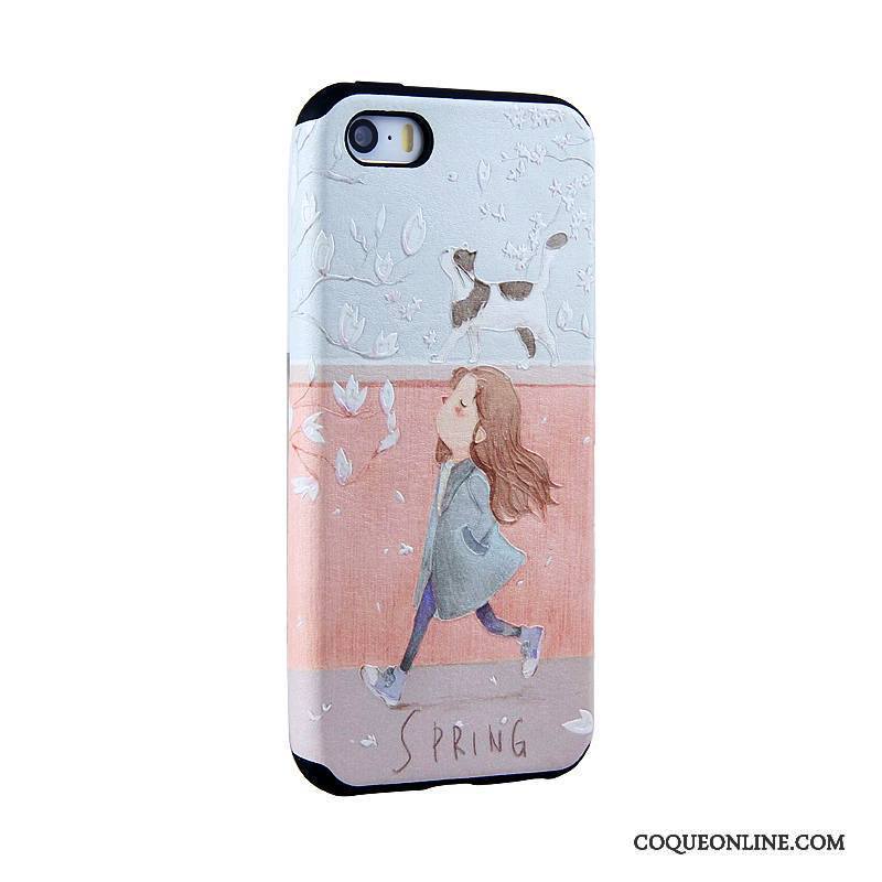 iPhone 5/5s Coque Protection Étui Noir Fluide Doux Peinture Gaufrage Dessin Animé