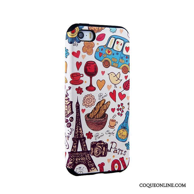 iPhone 5/5s Coque Protection Étui Noir Fluide Doux Peinture Gaufrage Dessin Animé