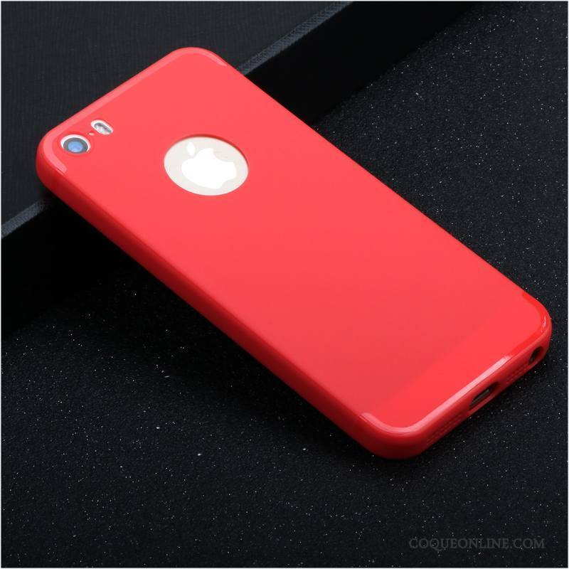 iPhone 5/5s Coque Silicone Protection Créatif Tout Compris Délavé En Daim Fluide Doux Rouge