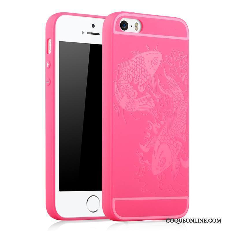 iPhone 5/5s Coque Tendance Incassable Étui Protection Rouge Fluide Doux Téléphone Portable