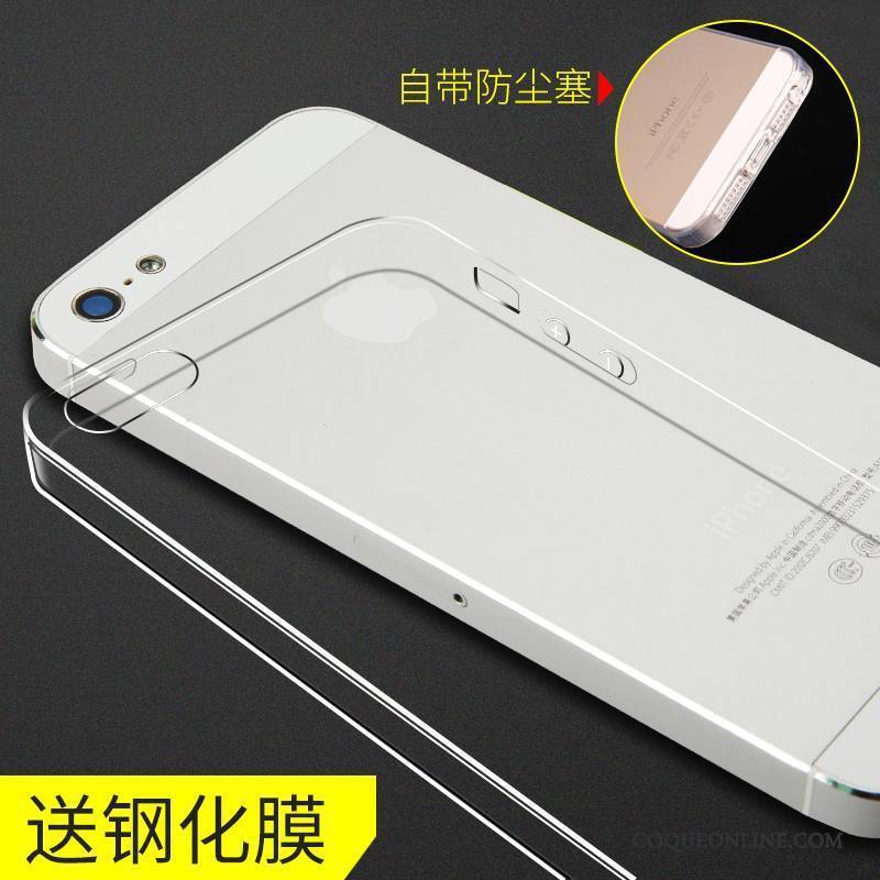 iPhone 5/5s Coque Transparent Fluide Doux Délavé En Daim Étui Bleu Très Mince Protection