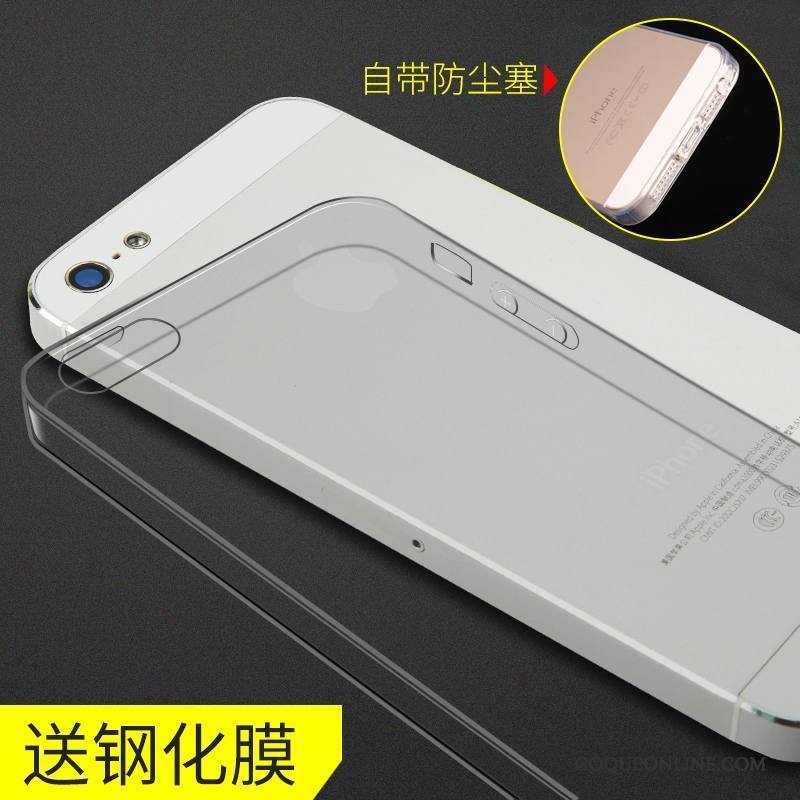 iPhone 5/5s Coque Transparent Fluide Doux Délavé En Daim Étui Bleu Très Mince Protection