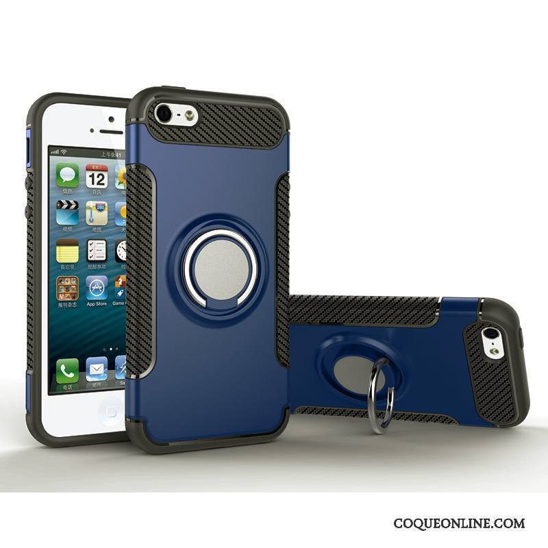 iPhone 5/5s Coque Une Agrafe Anneau Silicone Magnétisme Incassable Bleu Créatif