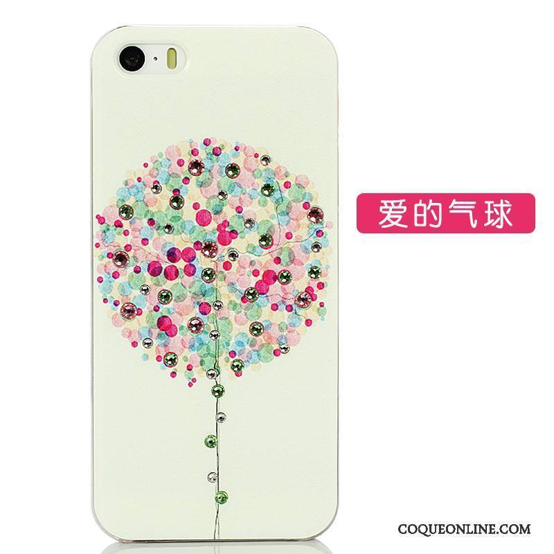 iPhone 5/5s Créatif Bleu Coque De Téléphone Dessin Animé Blanc Tendance Strass