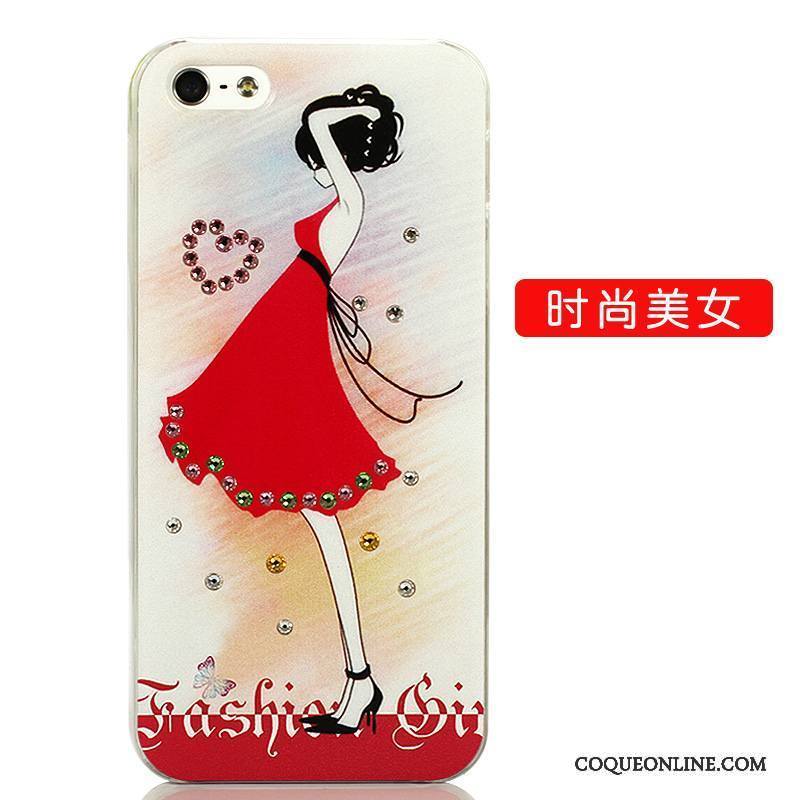 iPhone 5/5s Créatif Bleu Coque De Téléphone Dessin Animé Blanc Tendance Strass