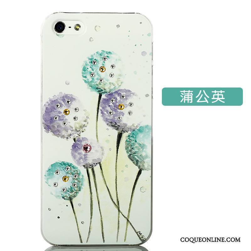 iPhone 5/5s Créatif Bleu Coque De Téléphone Dessin Animé Blanc Tendance Strass