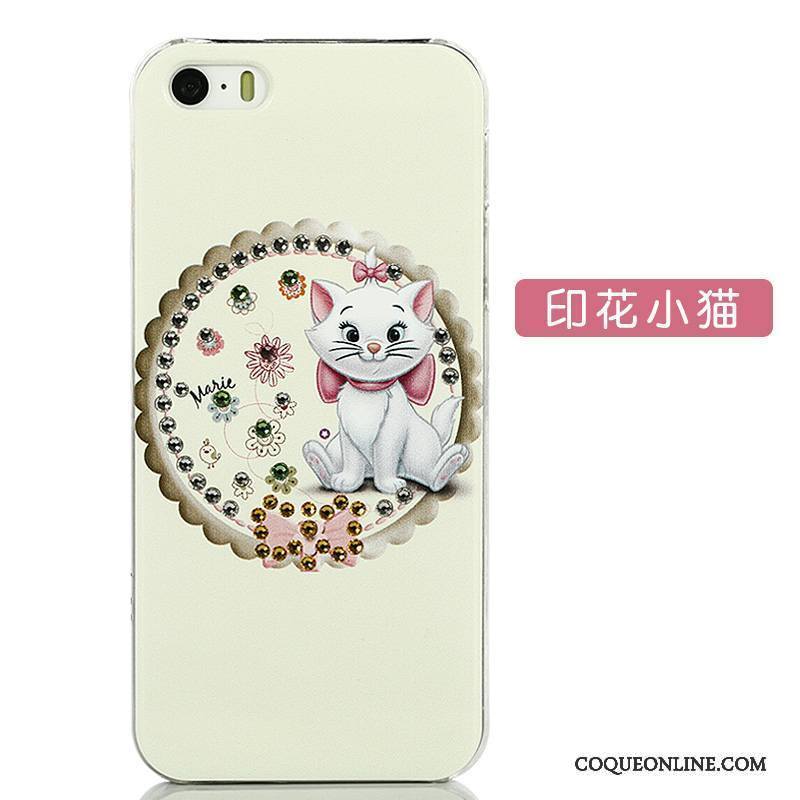 iPhone 5/5s Créatif Bleu Coque De Téléphone Dessin Animé Blanc Tendance Strass