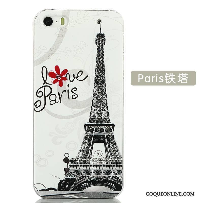 iPhone 5/5s Créatif Bleu Coque De Téléphone Dessin Animé Blanc Tendance Strass