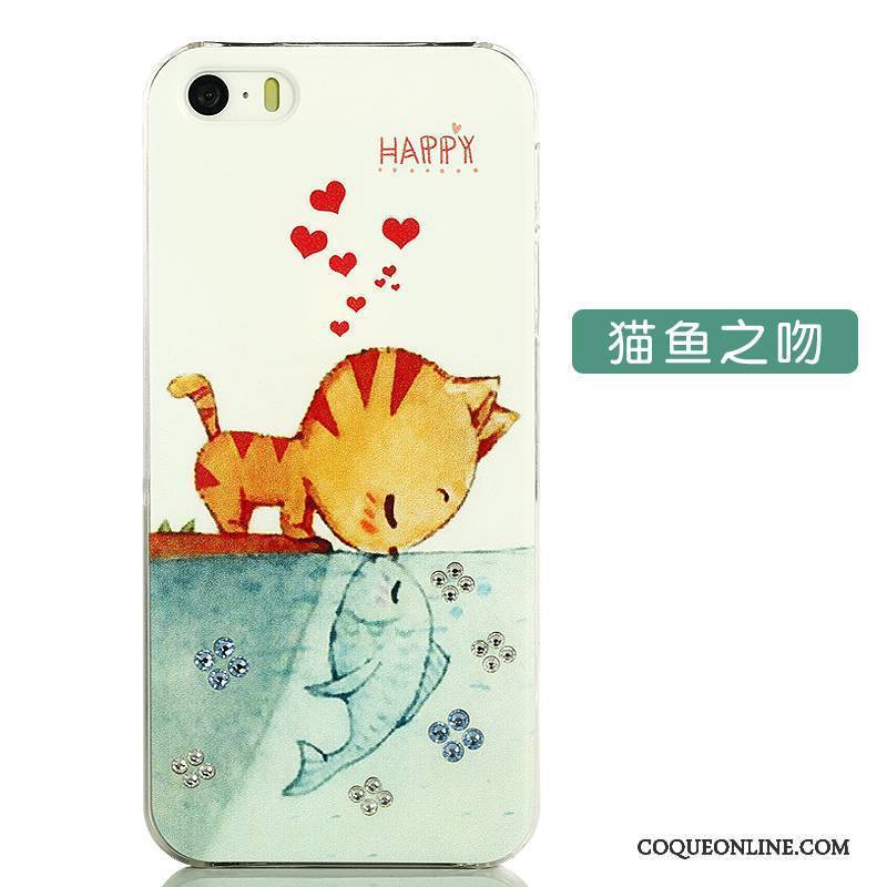 iPhone 5/5s Créatif Bleu Coque De Téléphone Dessin Animé Blanc Tendance Strass