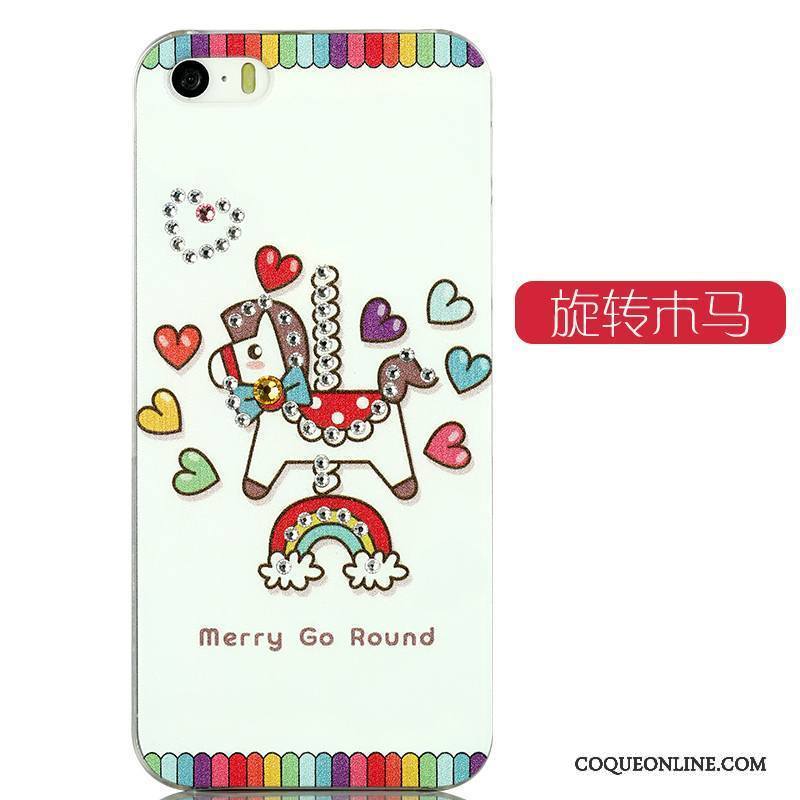 iPhone 5/5s Créatif Bleu Coque De Téléphone Dessin Animé Blanc Tendance Strass