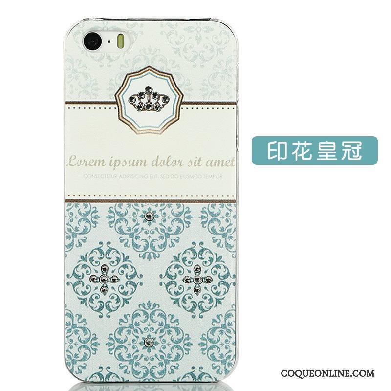 iPhone 5/5s Créatif Bleu Coque De Téléphone Dessin Animé Blanc Tendance Strass