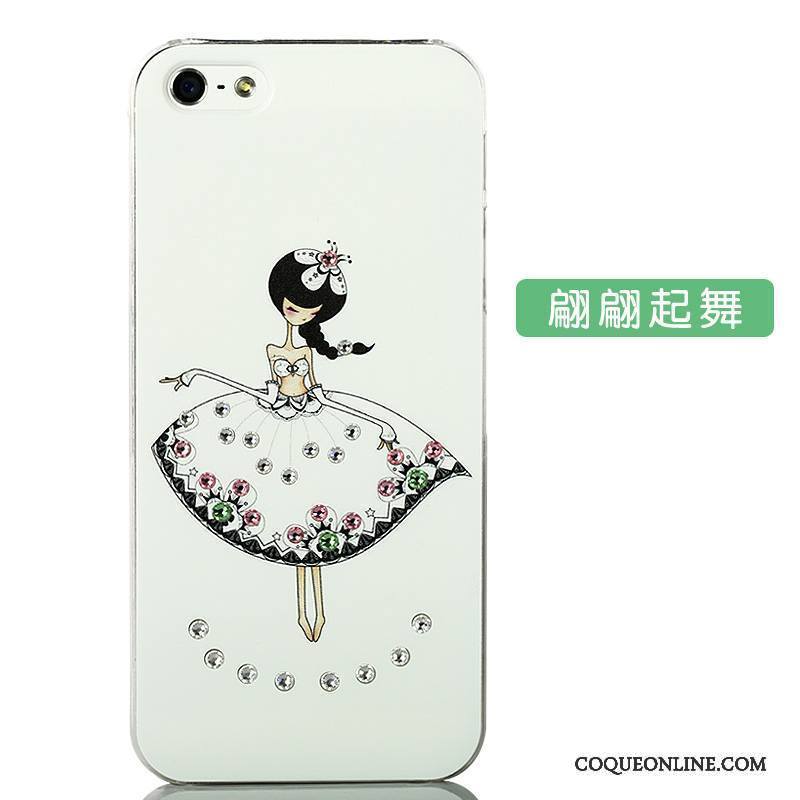 iPhone 5/5s Créatif Bleu Coque De Téléphone Dessin Animé Blanc Tendance Strass