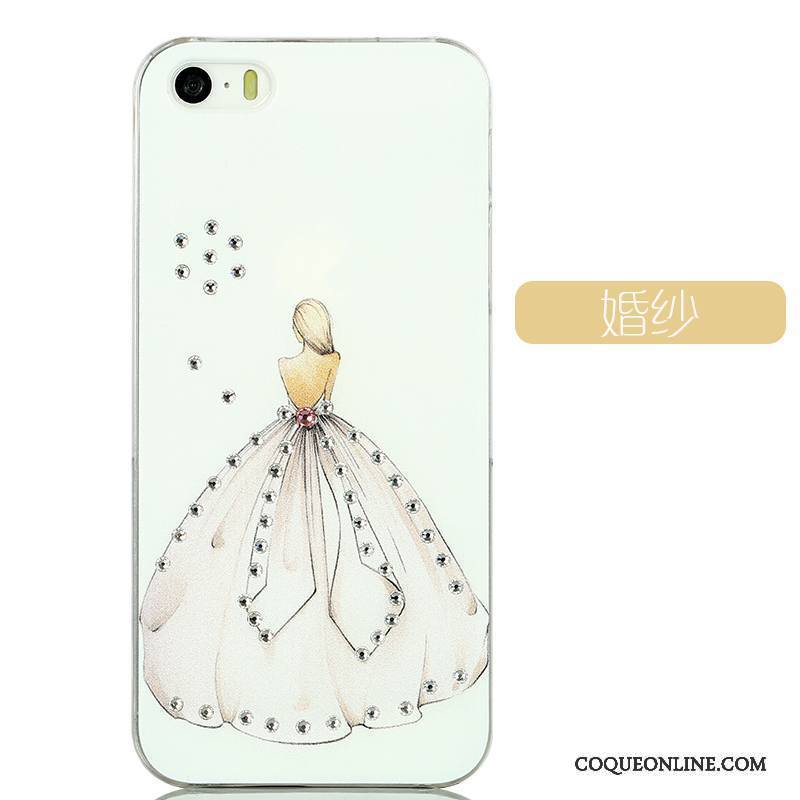 iPhone 5/5s Créatif Bleu Coque De Téléphone Dessin Animé Blanc Tendance Strass