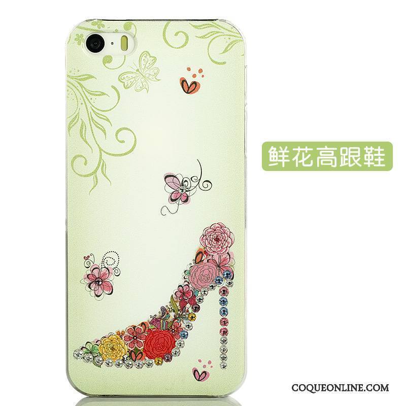 iPhone 5/5s Créatif Bleu Coque De Téléphone Dessin Animé Blanc Tendance Strass