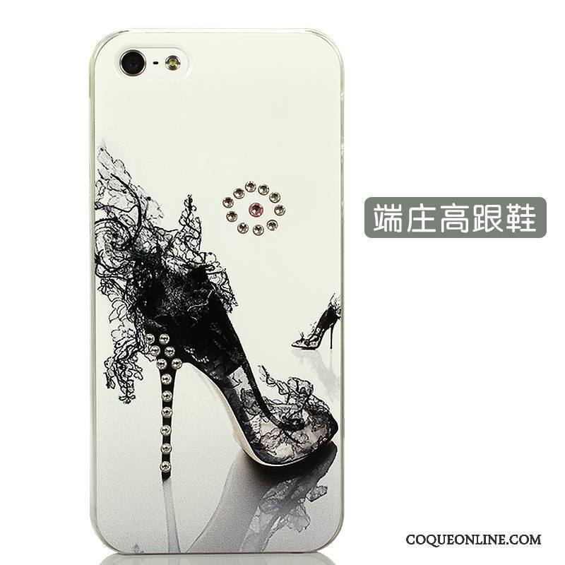 iPhone 5/5s Créatif Bleu Coque De Téléphone Dessin Animé Blanc Tendance Strass