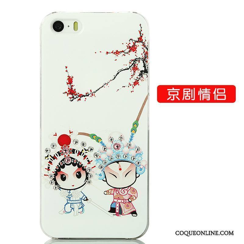 iPhone 5/5s Créatif Bleu Coque De Téléphone Dessin Animé Blanc Tendance Strass