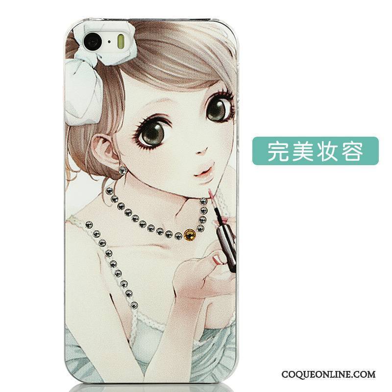 iPhone 5/5s Créatif Bleu Coque De Téléphone Dessin Animé Blanc Tendance Strass