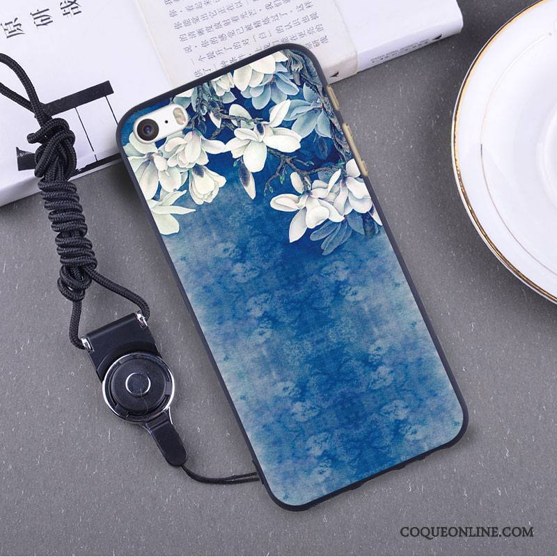 iPhone 5/5s Fluide Doux Coque Protection Bleu Légère Silicone Créatif