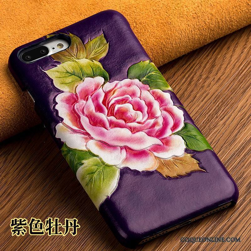 iPhone 5/5s Gaufrage Coque De Téléphone Violet Cuir Véritable Étui Protection Étui En Cuir