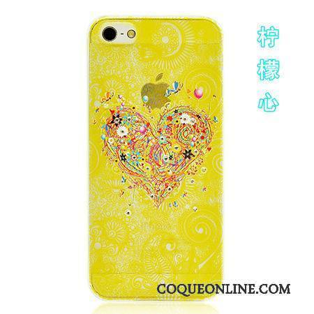 iPhone 5/5s Jaune Dessin Animé Étui Protection Vert Couleur Coque