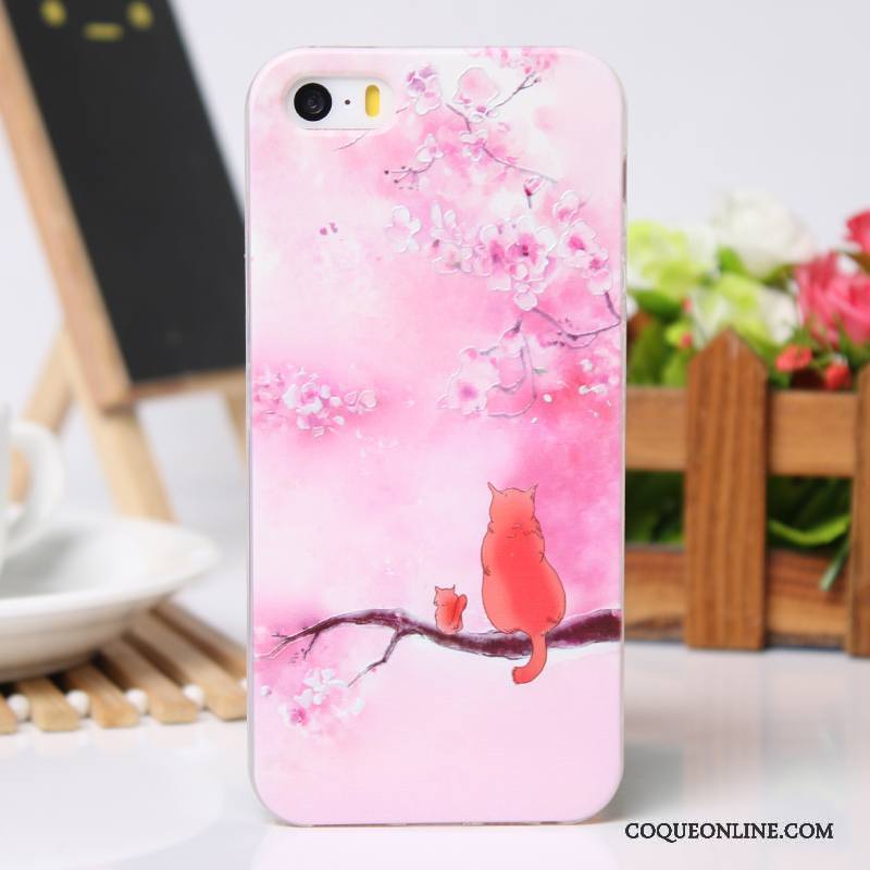 iPhone 5/5s Nouveau Cool Gaufrage Étui Rose Protection Coque De Téléphone