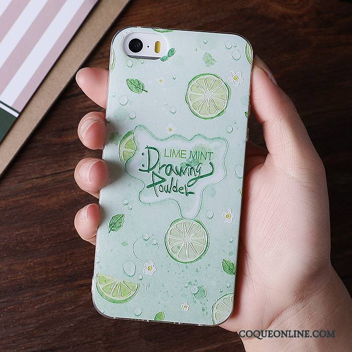 iPhone 5/5s Ornements Suspendus Coque En Silicone Vert De Téléphone Gaufrage Fluide Doux