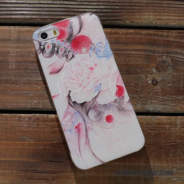 iPhone 5/5s Protection Coque Rose Silicone Étui Ornements Suspendus Fluide Doux