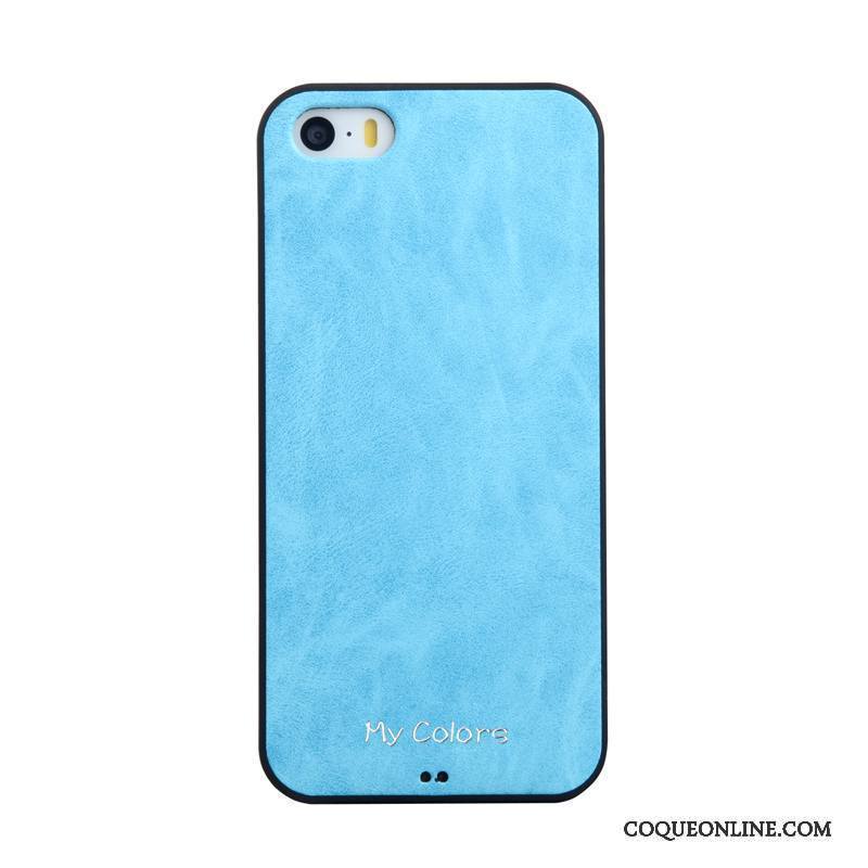 iPhone 5/5s Protection Couleur Unie Cuir Incassable Étui Bleu Coque