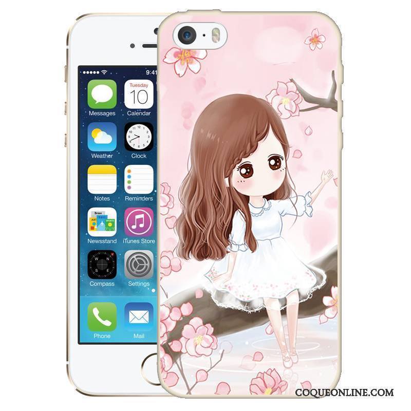 iPhone 5/5s Rose Silicone Peinture Protection Coque De Téléphone Gaufrage