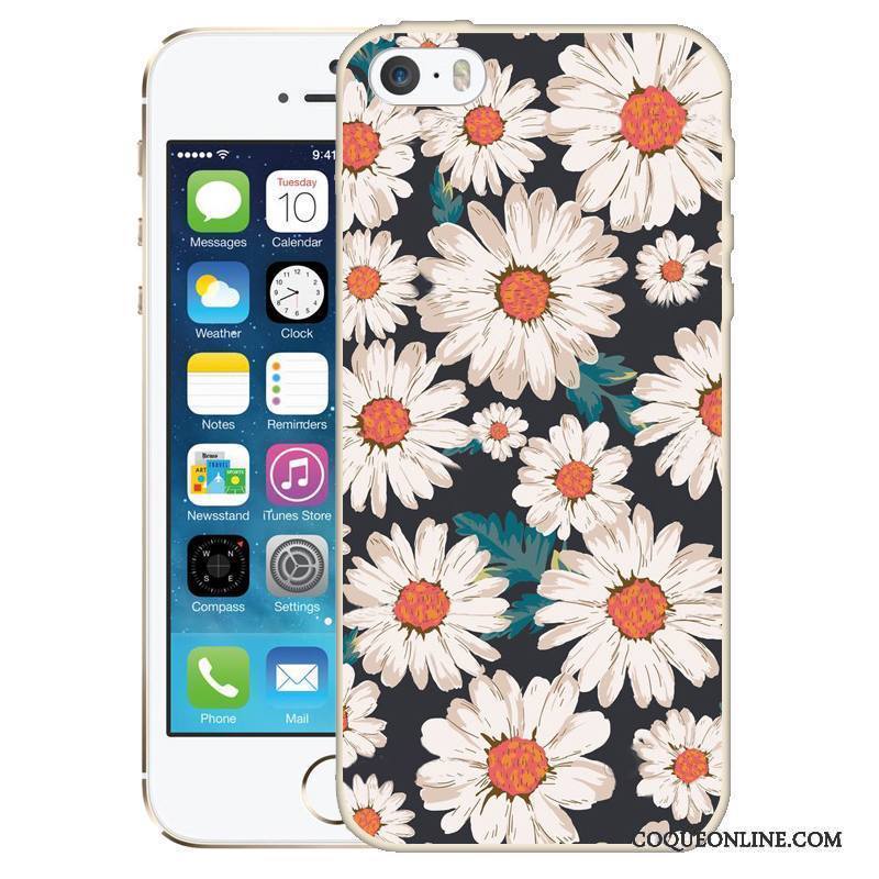 iPhone 5/5s Rose Silicone Peinture Protection Coque De Téléphone Gaufrage