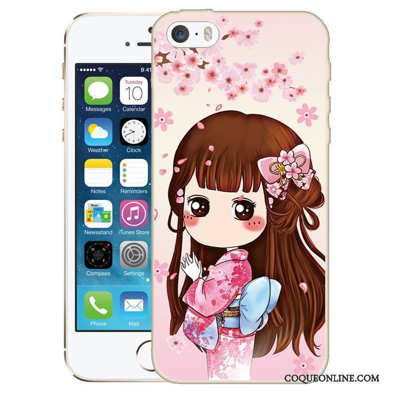 iPhone 5/5s Rose Silicone Peinture Protection Coque De Téléphone Gaufrage