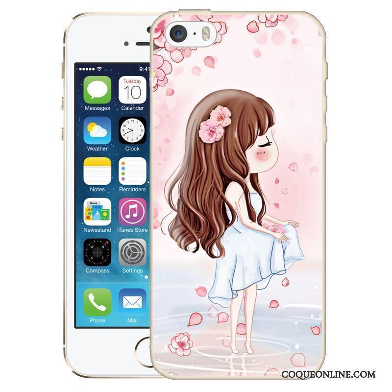 iPhone 5/5s Rose Silicone Peinture Protection Coque De Téléphone Gaufrage