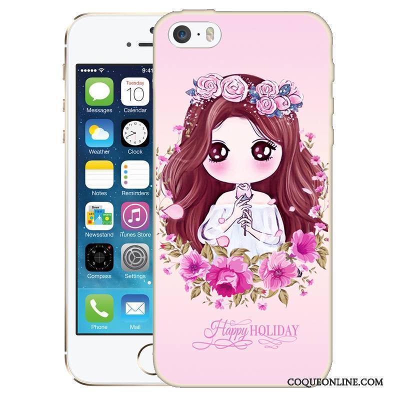 iPhone 5/5s Rose Silicone Peinture Protection Coque De Téléphone Gaufrage