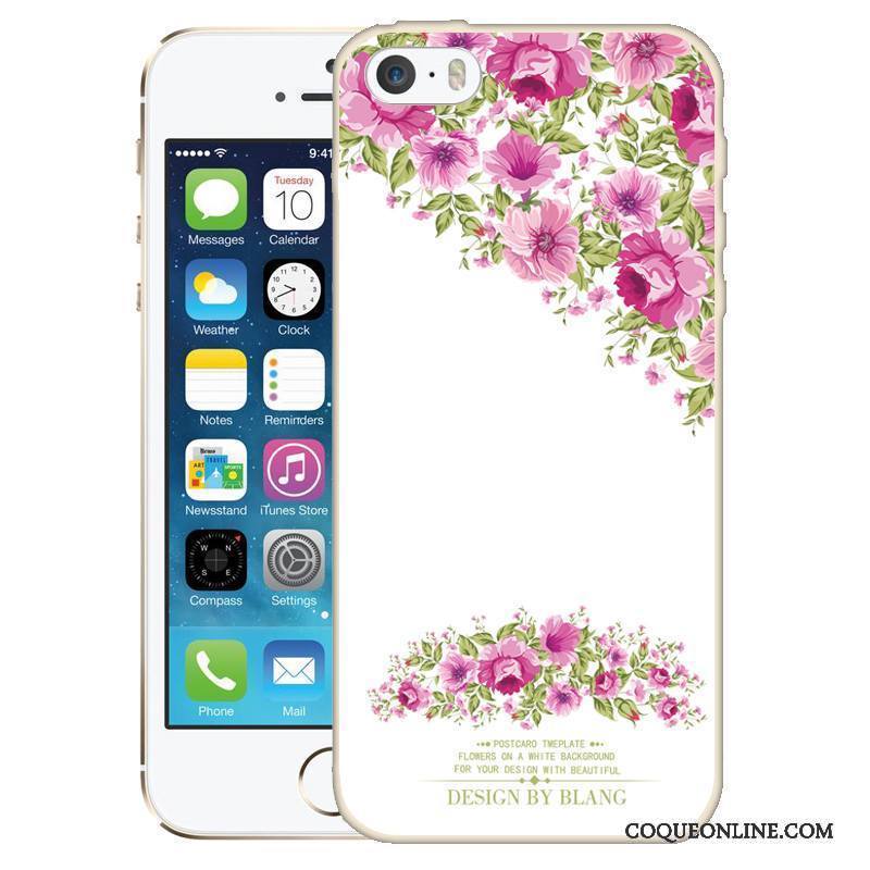 iPhone 5/5s Rose Silicone Peinture Protection Coque De Téléphone Gaufrage