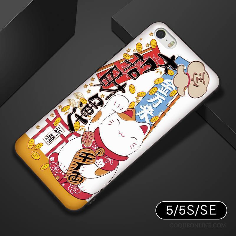 iPhone 5/5s Tout Compris Dessin Animé Bleu Délavé En Daim Coque De Téléphone Étui Noir