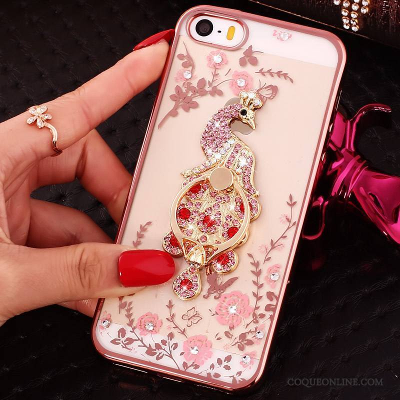 iPhone 5/5s Transparent Anneau Strass Violet Coque De Téléphone Boucle Fluide Doux