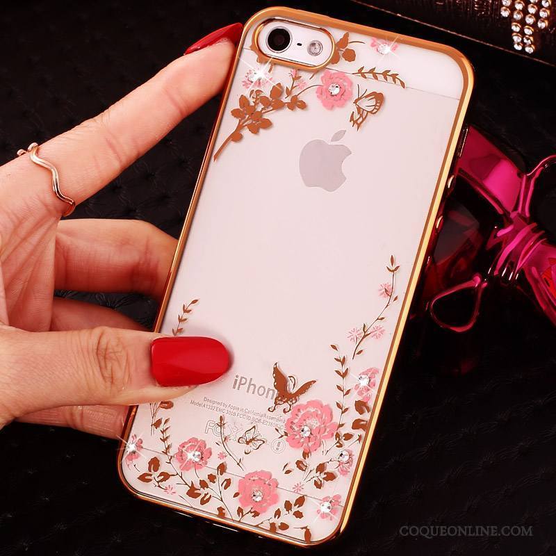 iPhone 5/5s Transparent Anneau Strass Violet Coque De Téléphone Boucle Fluide Doux