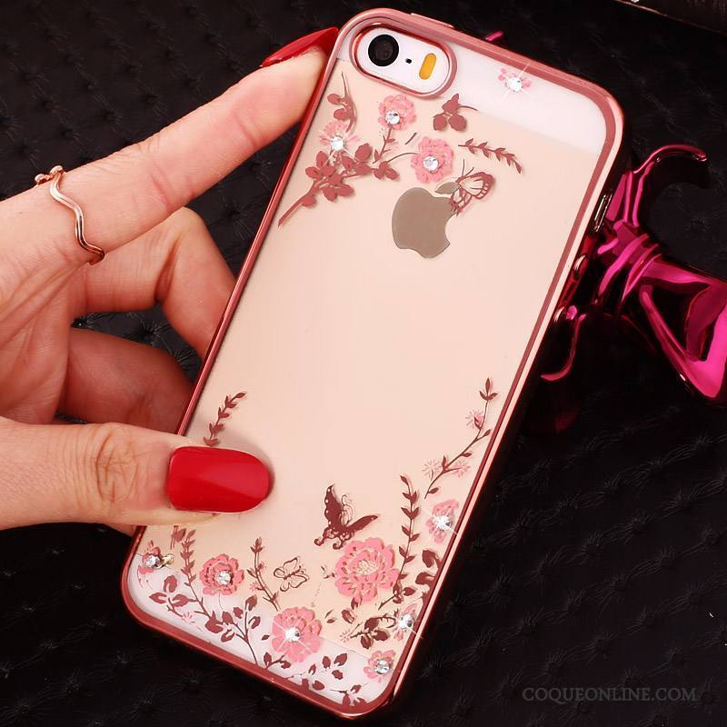 iPhone 5/5s Transparent Anneau Strass Violet Coque De Téléphone Boucle Fluide Doux