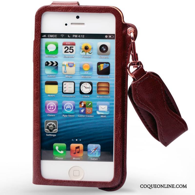 iPhone 5/5s Étui Coque Protection Téléphone Portable Mince Étui En Cuir Rose