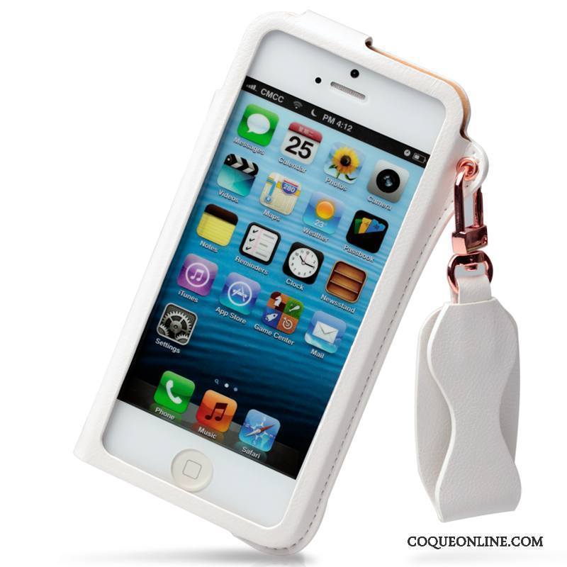 iPhone 5/5s Étui Coque Protection Téléphone Portable Mince Étui En Cuir Rose