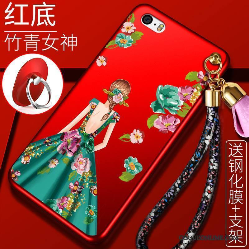 iPhone 5/5s Étui Délavé En Daim Incassable Légère Ornements Suspendus Silicone Coque De Téléphone