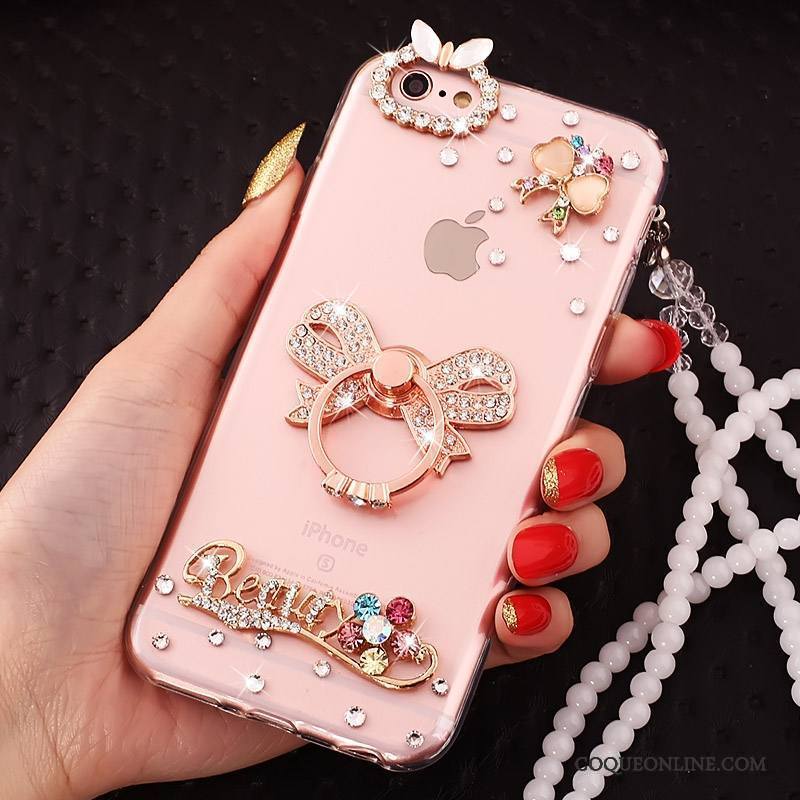 iPhone 5c Coque De Téléphone Protection Rose Cou Suspendu Fluide Doux Anneau Boucle