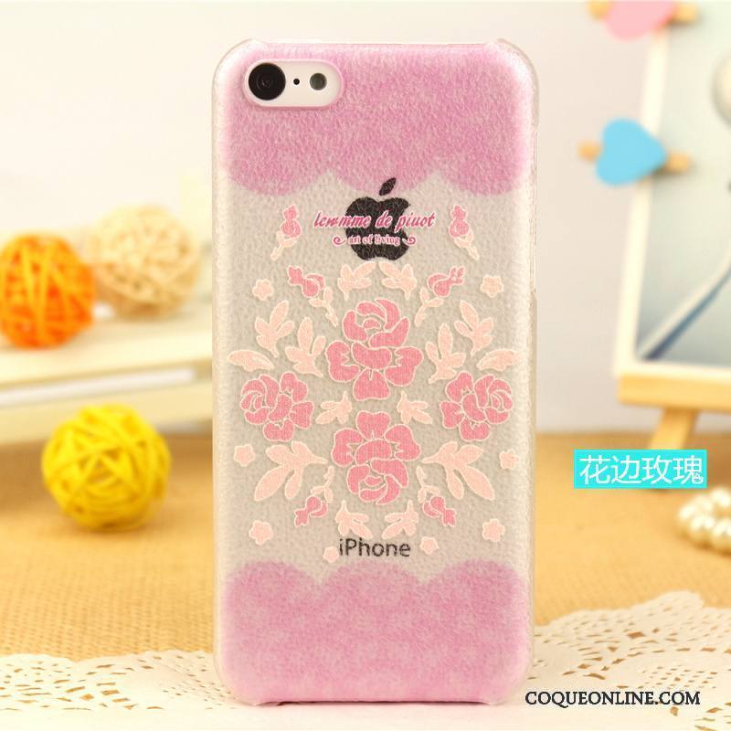 iPhone 5c Protection Très Mince Couvercle Arrière Coque De Téléphone Personnalisé Cuir Véritable Modèle Fleurie