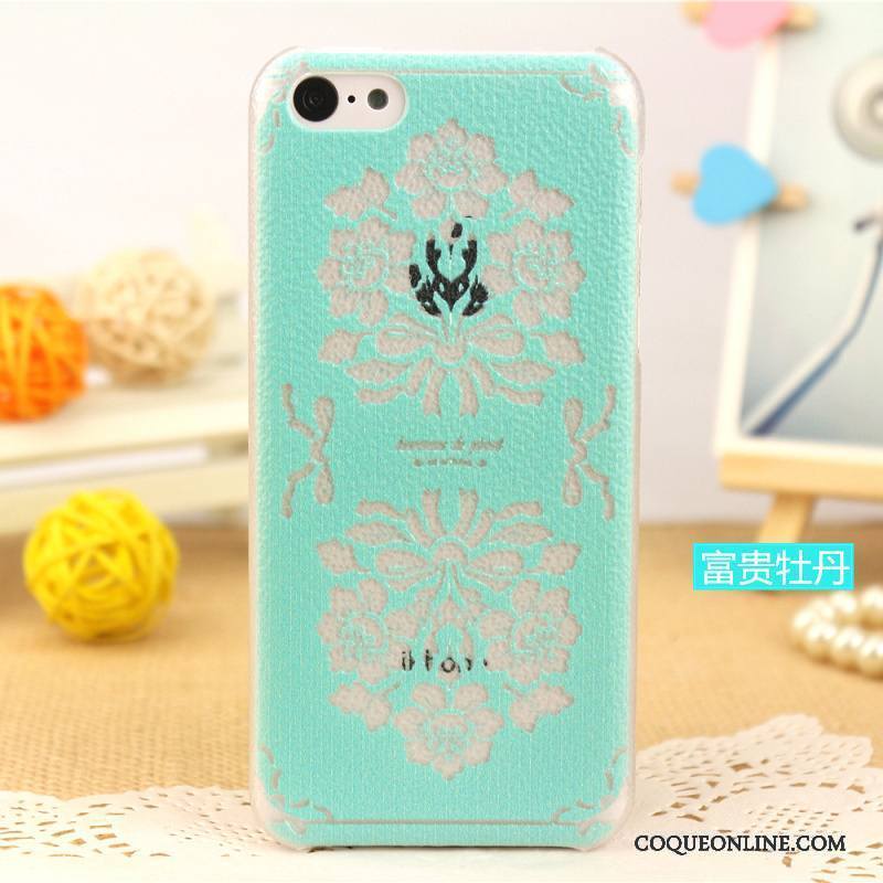 iPhone 5c Protection Très Mince Couvercle Arrière Coque De Téléphone Personnalisé Cuir Véritable Modèle Fleurie