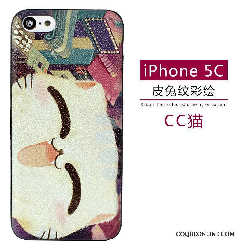 iPhone 5c Téléphone Portable Coque De Téléphone Dessin Animé Vert Cuir Modèle Fleurie Délavé En Daim