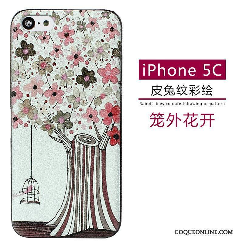 iPhone 5c Téléphone Portable Coque De Téléphone Dessin Animé Vert Cuir Modèle Fleurie Délavé En Daim